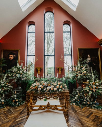 Wedding altar at the ballyseede castle hotel wedding venue