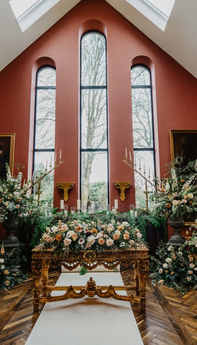 Wedding altar at the ballyseede castle hotel wedding venue
