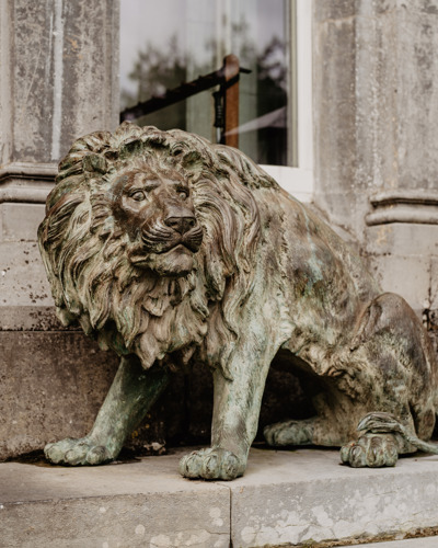 Lion statue at ballyseede castle hotel in kerry