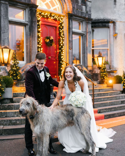 Newlywed couple celebrate country wedding at irish castle hotel