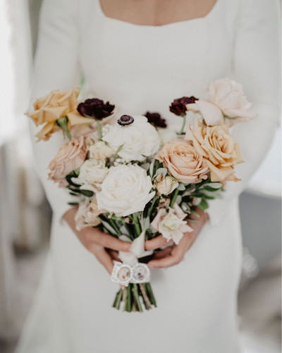 Wedding bouquet with white and red roses