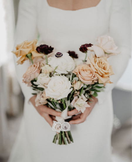 Wedding bouquet with white and red roses
