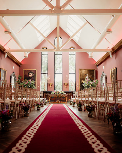 High ceilings and open windows in ballyseede estate chapel wedding venue