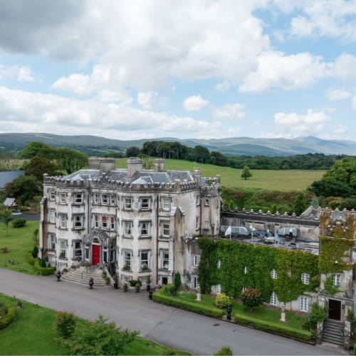 Aerial view of the ballyseede castle estate in kerry