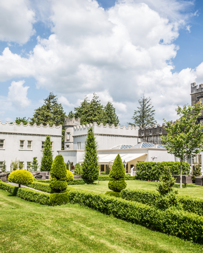 View of the gardens at the ballyseede castle hotel in ireland