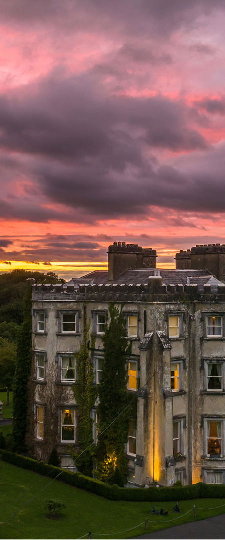 Sunsets behind the ballyseede castle hotel in ireland