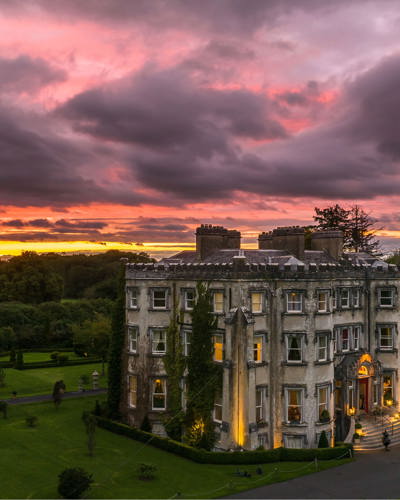 Sunsets behind the ballyseede castle hotel in ireland
